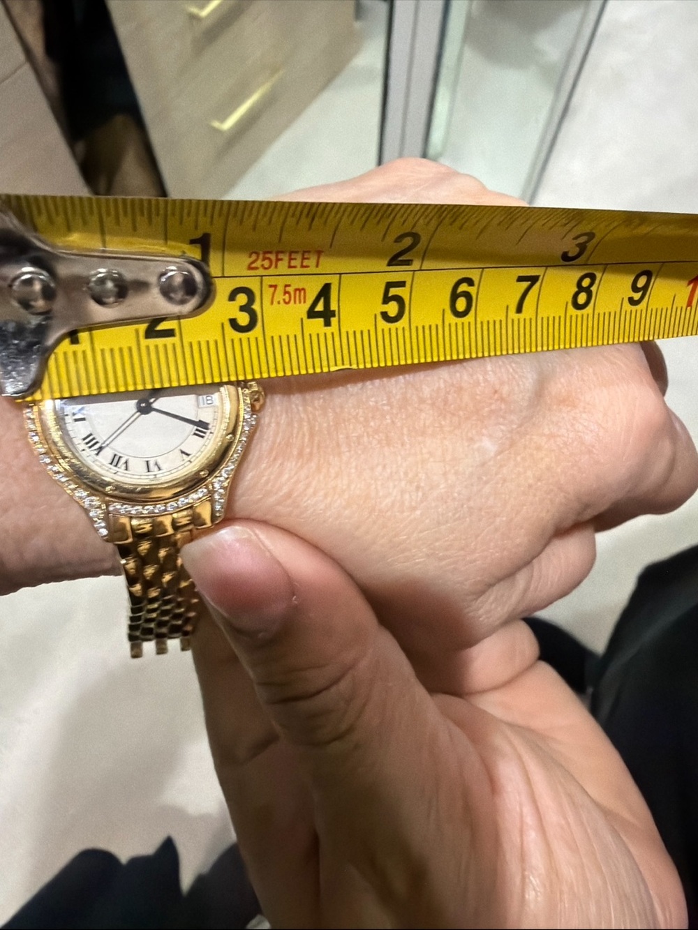 Cartier 18 karat Gold Cougar Watch with White Dial, Blue Hands and diamonds. - Picture 7 of 14